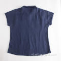 Dames lente 100% linnen blouse met korte mouwen